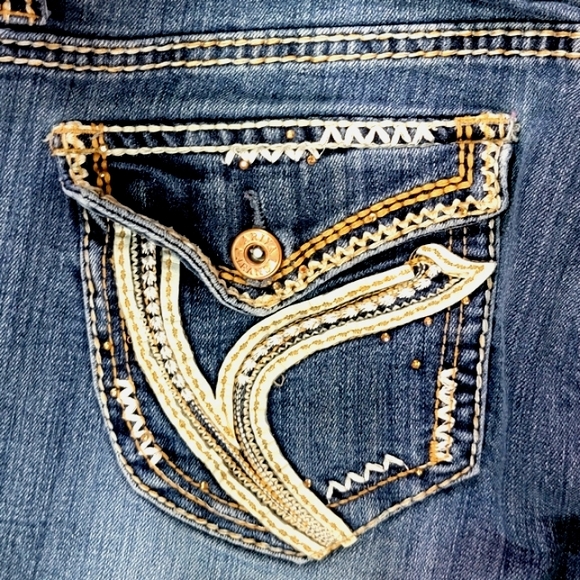 ARIYA JEANS ♡ Sweet 'n Sexy Embellished Bling Stretchy Flared Blue Jeans 11|12 - Picture 13 of 17
